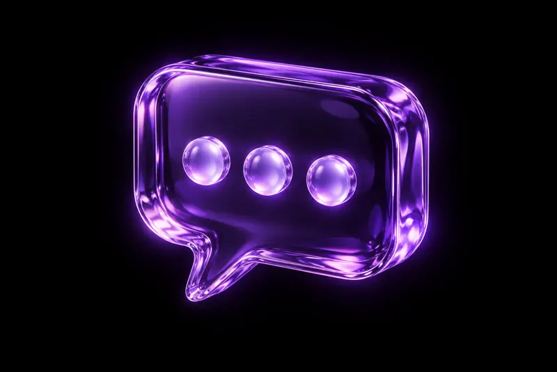 Balão de conversa de vidro roxo com três pontos