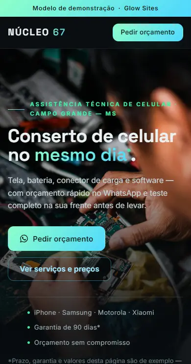 Prévia do modelo Núcleo 67 para assistência técnica