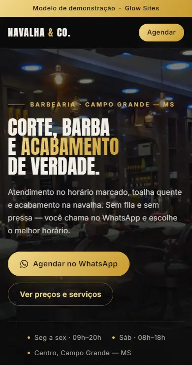 Prévia do modelo Navalha & Co. para barbearia